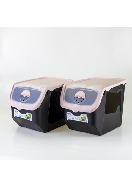 Mercan Soğan Patates Saklama Kutusu Siyah 12 Litre 2 Adet Pudra