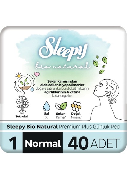 Bio Natural Premium Plus Günlük Ped Normal 40 Adet Ped