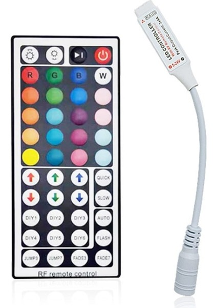 Rgb Şerit LED Set – 5 Metre LED + Adaptör + Kontrol Cihazı + 44 Tuşlu Rf Kumanda – Iç Mekan – 3 Çipli – 12 V - Hazır Tak Çalıştır