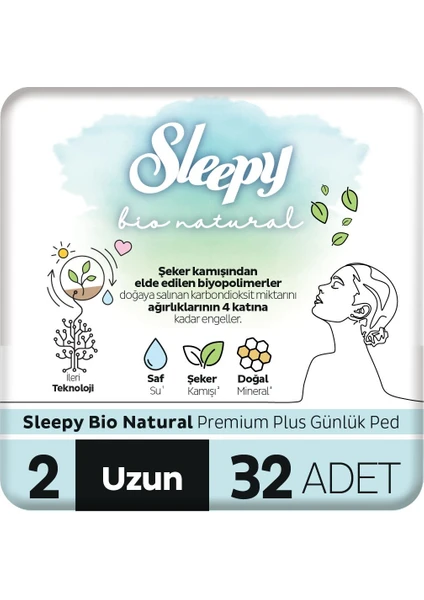 Bio Natural Premium Plus Günlük Ped Uzun 32 Adet Ped