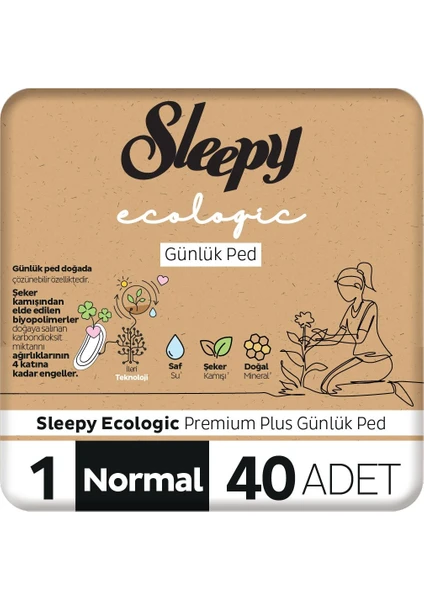 Ecologic premium Plus Günlük Ped Normal 40 Adet Ped