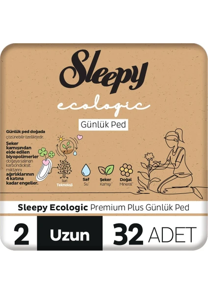 Ecologic premium Plus Günlük Ped Uzun 32 Adet Ped