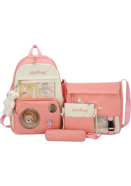 Dörtlü Basit Büyük Kapasiteli Okul Çantası Seti (Yurt Dışından)