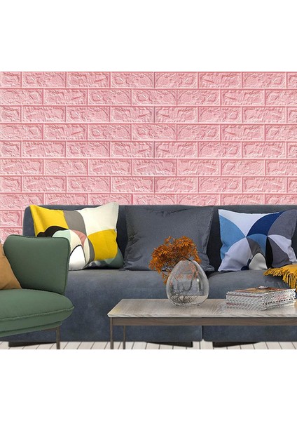 Pembe 3D Kendinden Yapışkanlı Duvar Kağıdı Duvar Paneli NW03