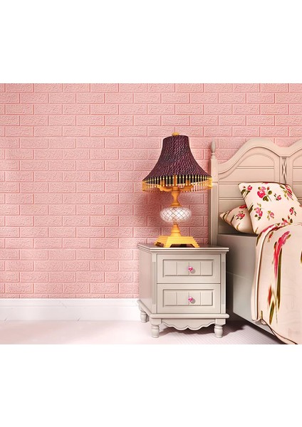 Pembe 3D Kendinden Yapışkanlı Duvar Kağıdı Duvar Paneli NW03