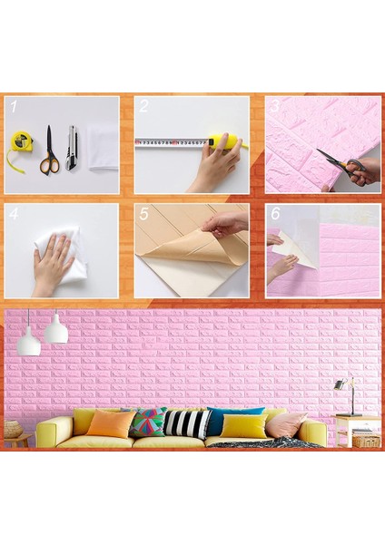 Pembe 3D Kendinden Yapışkanlı Duvar Kağıdı Duvar Paneli NW03