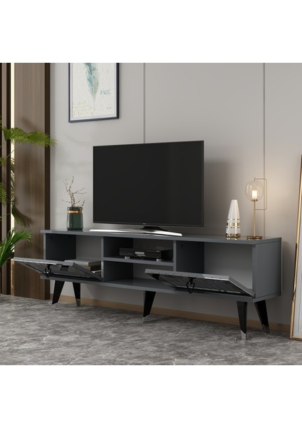 Cantek Dizayn Lidya Tv Stand Antrasit-Gümüş