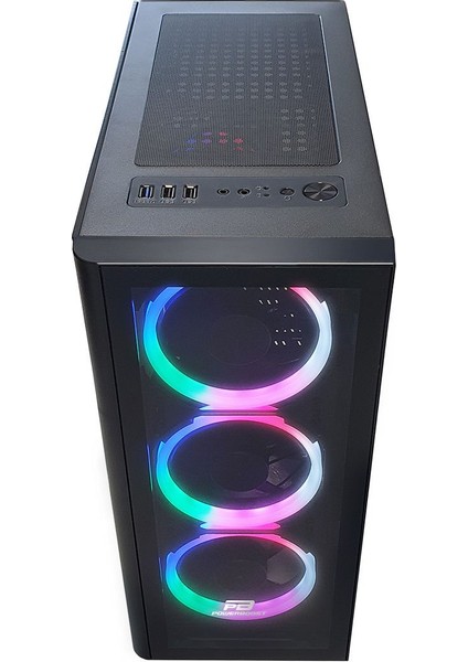 Power Boost VK-G2080C USB 3.0 ATX Acrylic Single Ring Rainbow Fan Siyah Kasa (PSU Yok) (JBST-VKG2080C)