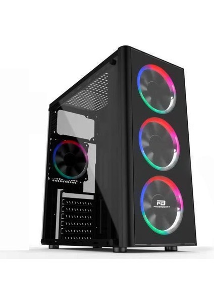 Power Boost VK-G2080C USB 3.0 ATX Acrylic Single Ring Rainbow Fan Siyah Kasa (PSU Yok) (JBST-VKG2080C)