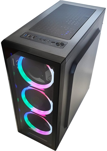 Power Boost VK-G2080C USB 3.0 ATX Acrylic Single Ring Rainbow Fan Siyah Kasa (PSU Yok) (JBST-VKG2080C)