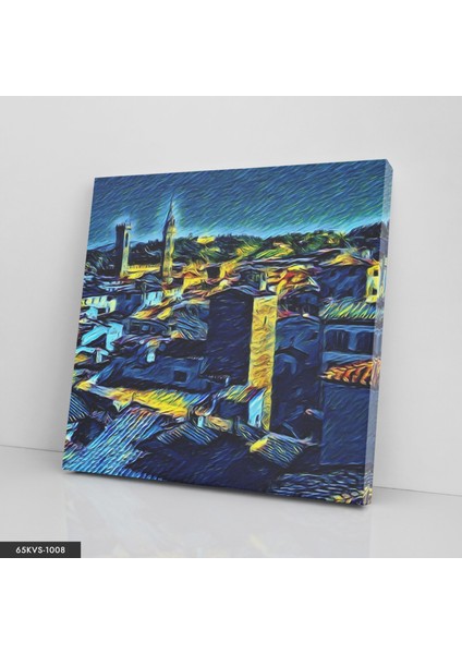 Van Gogh Şehir Manzarası Tek Parça Kare 65X65 cm Kanvas - Canvas Tablo fiyatları