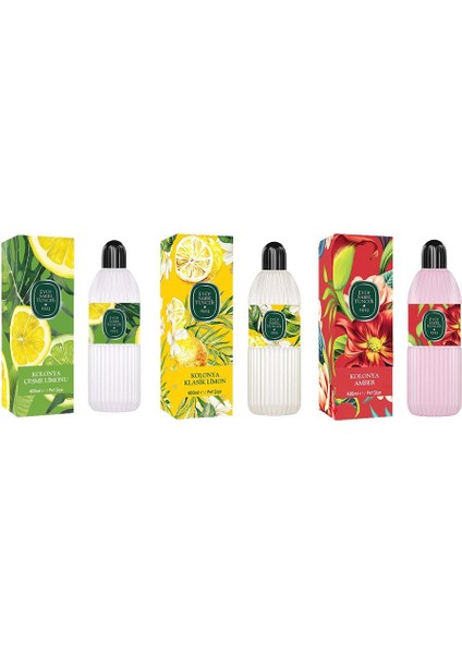 Kolonya Çeşme Limonu, Klasik Limon ve Amber Pet Şişe 400 ml