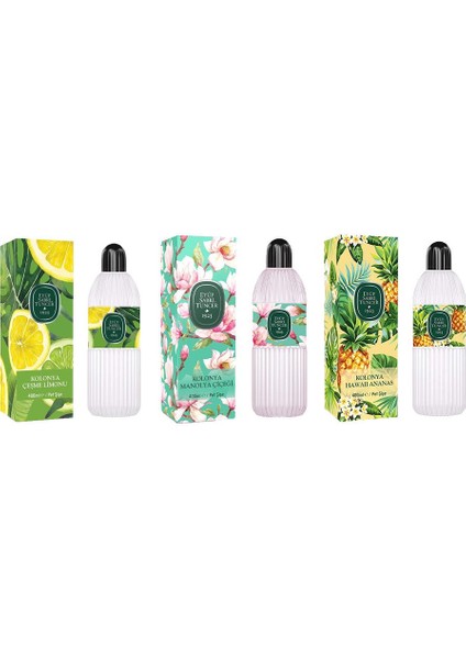 Kolonya Çeşme Limonu, Manolya Çiçeği ve Hawaii Ananas Pet Şişe 400 ml