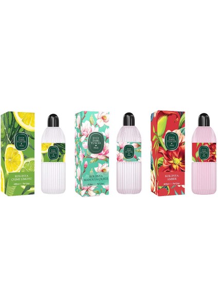 Kolonya Çeşme Limonu, Manolya Çiçeği ve Amber Pet Şişe 400 ml