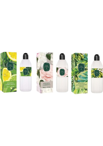 Kolonya Çeşme Limonu, Gardenya ve Ayvalık Zeytin Çiçeği Pet Şişe 400 ml