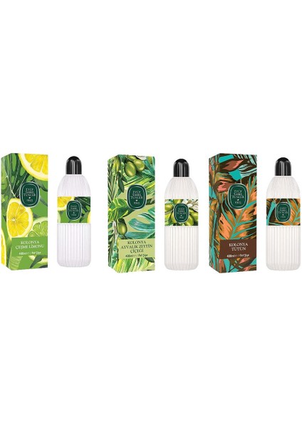 Kolonya Çeşme Limonu, Ayvalık Zeytin Çiçeği ve Tütün Pet Şişe 400 ml