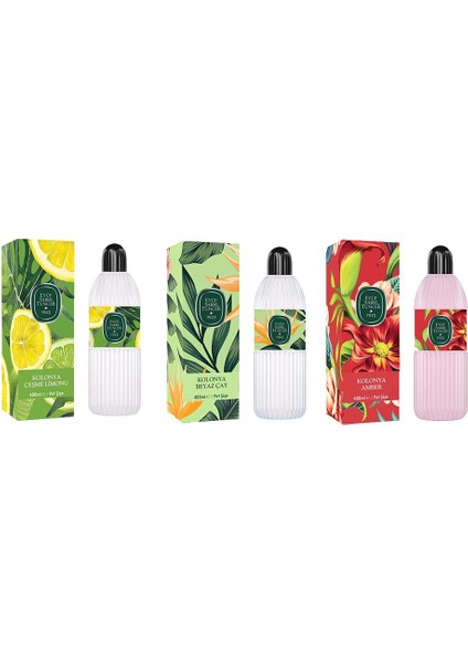 Kolonya Çeşme Limonu, Beyaz Çay ve Amber Pet Şişe 400 ml