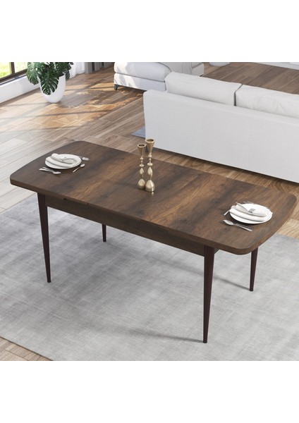 Concept Sun Serisi, 80X132 Açılabilir Barok Ahşap Desen Mutfak Masa Takımı, 4 Sandalye