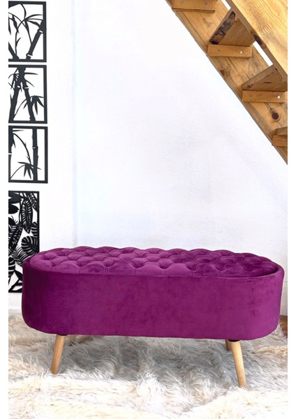 Mor Kapitone Bench Puf
