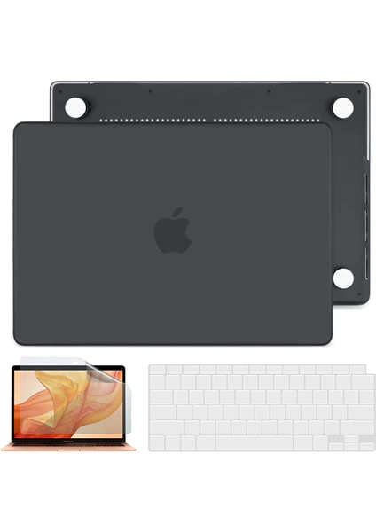 Novstrap Apple MacBook Air 13 Inç 2021 M1 Çip A2337 Uyumlu Mat Frosted Kılıf + Klavye Kılıfı + Film