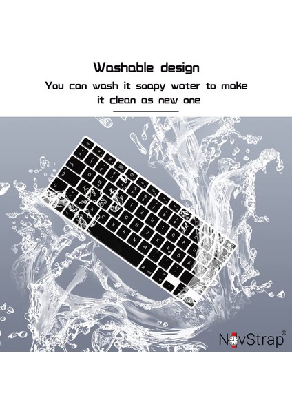 Novstrap Apple MacBook Pro 2021 M1 14.2 Inc A2442 Uyumlu Parlak Kılıf + Siyah Klavye Kılıfı + Film