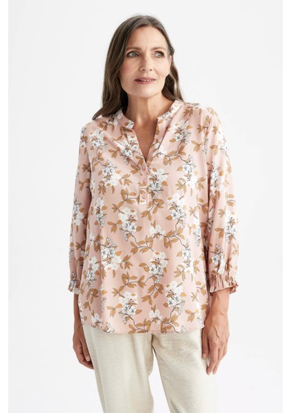 Traditional Regular Fit Hakim Yaka Çiçek Desenli Gömlek I3708AZ22SM