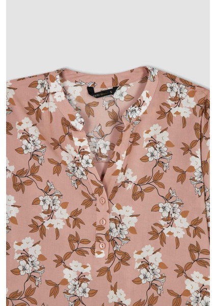 Traditional Regular Fit Hakim Yaka Çiçek Desenli Gömlek I3708AZ22SM