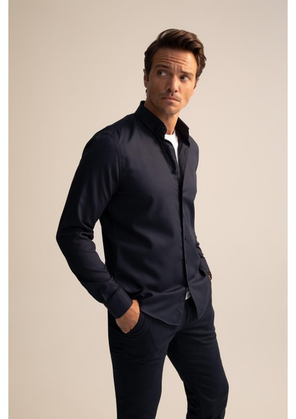 Modern Fit Dokulu Uzun Kollu Gömlek R4352AZ22AU