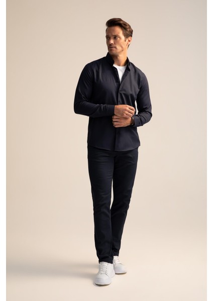Modern Fit Dokulu Uzun Kollu Gömlek R4352AZ22AU