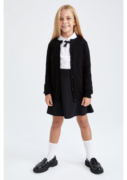 Kız Çocuk Siyah Bisiklet Yaka Triko Okul Hırkası N8407A622AU fiyatları