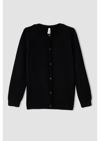 Kız Çocuk Siyah Bisiklet Yaka Triko Okul Hırkası N8407A622AU indirimleri