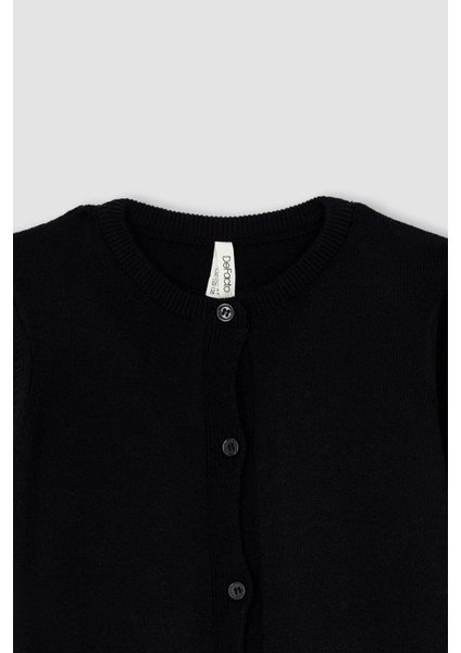 Kız Çocuk Siyah Bisiklet Yaka Triko Okul Hırkası N8407A622AU