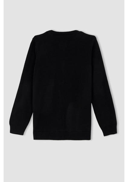 Kız Çocuk Siyah Bisiklet Yaka Triko Okul Hırkası N8407A622AU