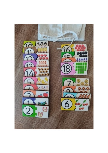 Montessori Renkli Sayı ve Miktarları Eşleştirme Puzzle