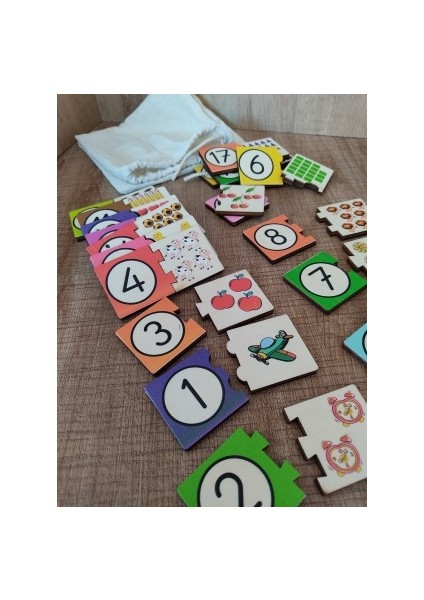 Montessori Renkli Sayı ve Miktarları Eşleştirme Puzzle