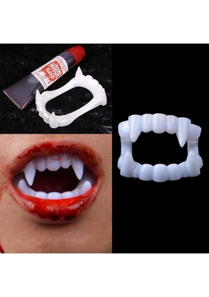 Beyaz Renk Vampir Dişi ve Yapay Kan Seti fiyatları