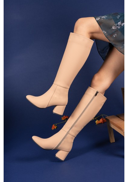 Kadın Mat Nude Suni Deri Çizme – Fermuarlı, Ortopedik Tabanlı, Şehir ve Outdoor Kullanımına Uygun fırsatları