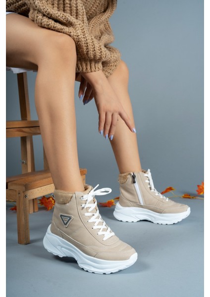 Bej Unisex Bot 0012123 Günlük Kullanıma Uygun Rahat Tabanlı Suya Dayanıklı Kışlık