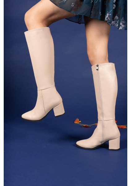 Kadın Nude Deri Çizme – Fermuarlı, Ortopedik Tabanlı, Günlük Kullanıma Uygun Rahat ve Şık Tasarım modelleri
