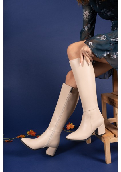 Kadın Nude Deri Çizme – Fermuarlı, Ortopedik Tabanlı, Günlük Kullanıma Uygun Rahat ve Şık Tasarım fırsatları