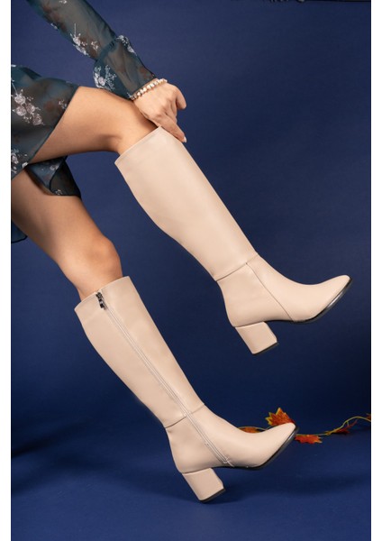 Kadın Nude Deri Çizme – Fermuarlı, Ortopedik Tabanlı, Günlük Kullanıma Uygun Rahat ve Şık Tasarım indirimleri