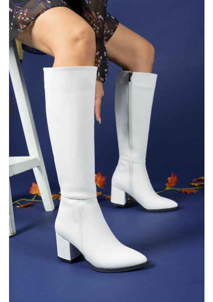 Extra Mat Beyaz Kadın Çizme 0012816S