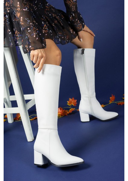 Extra Mat Beyaz Kadın Çizme 0012816S fiyatları
