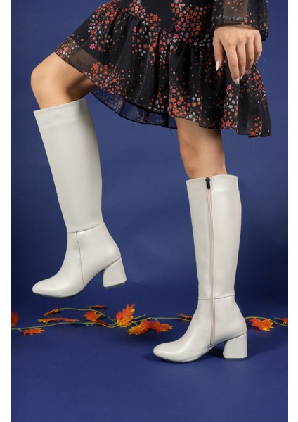 Kadın Bej Cilt Deri Çizme – Fermuarlı, Ortopedik Rahat Taban, Outdoor ve Günlük Kullanıma Uygun modelleri