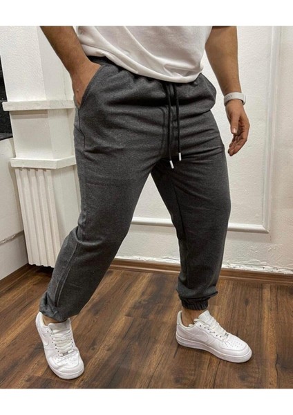 DAXİS Sportwear Company  Unisex Koyu Gri Kelepçe Paça Koyu Gri Eşofman