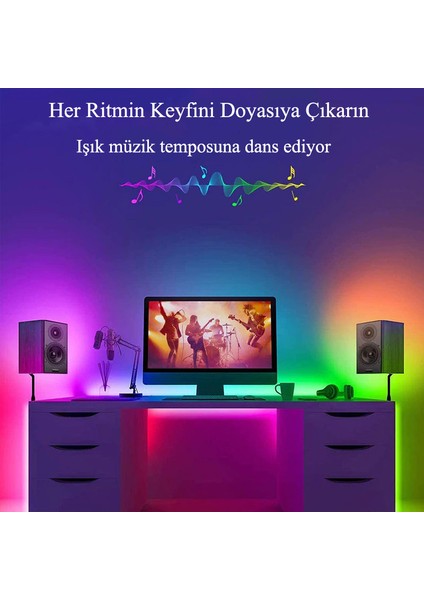 5m Su Geçirmez LED Şerit Bluetooth Rgb Kumandalı