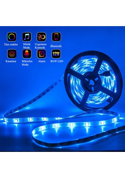 5m Su Geçirmez LED Şerit Bluetooth Rgb Kumandalı