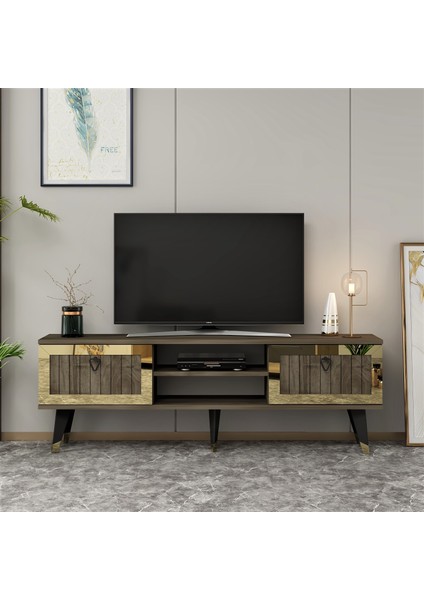 Lidya Tv Stand Ceviz-Altın