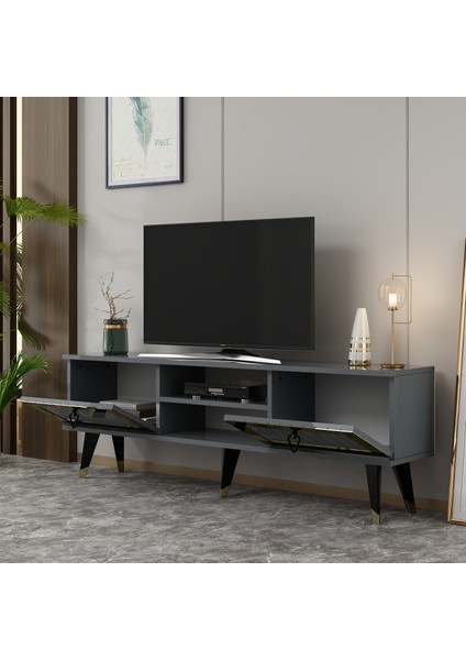 Lidya Tv Stand Antrasit-Altın