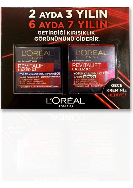 Loreal Revitalift Lazer X3 Yoğun Gece + Gündüz Bakım Kremi